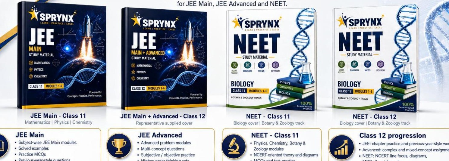 SPRYNX JEE Main and JEE Advanced study materials for Classes 11 and 12